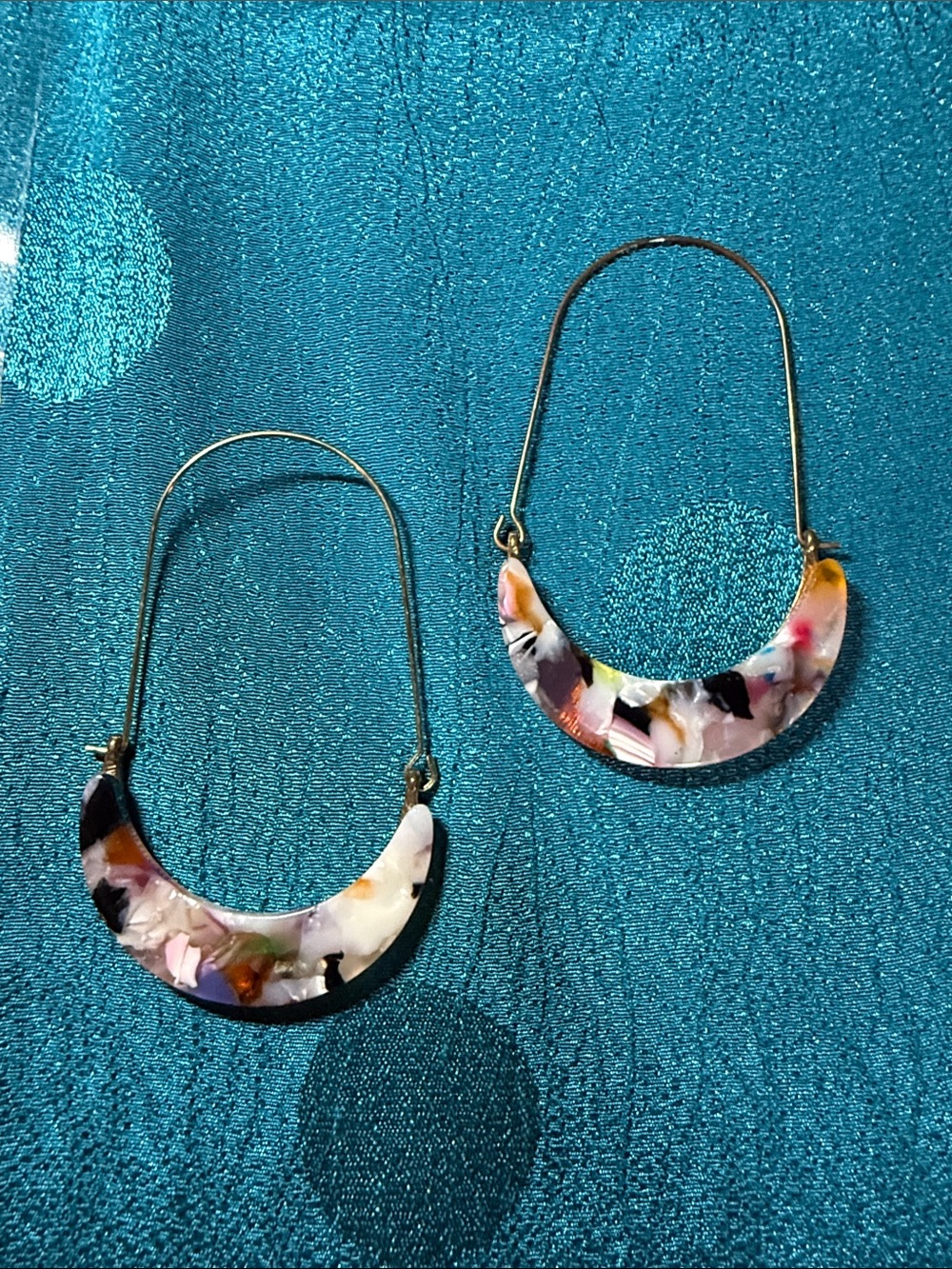 Multicolor Crescent Hoop Earrings - Women Jewelry
